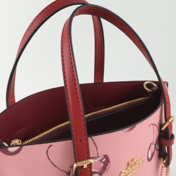 Coach Mollie  Tote Bag 25 With Cherry Print Crossbody Strap - Picture 8 of 12